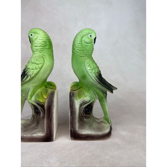 Vintage Green Ceramic Parrot Bookends Bird - Picture 2 of 12
